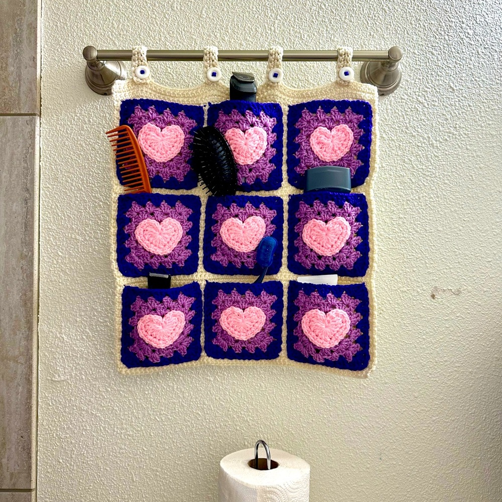 Crochet Pocket organizer 🩷🤍💜 NWOT